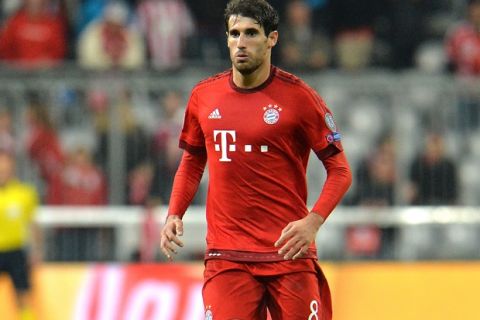 Javi Martínez during the Champions League group F soccer match between Bayern Munich and Dinamo Zagreb in Munich, Germany, Tuesday, Sept. 29, 2015.(AP Photo/Kerstin Joensson)