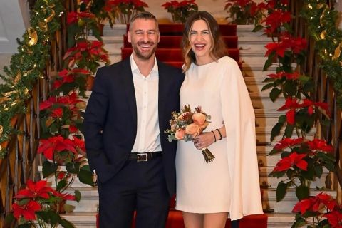 Ο Γιούρκας Σεϊταρίδης στον γάμο του με τη Μάιρα Παπαϊωάννου