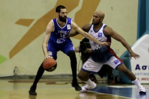 Φάση από την αναμέτρηση Μεσολόγγι - Λάρισα για τη Stoiximan Basket League (3/4/2021)
