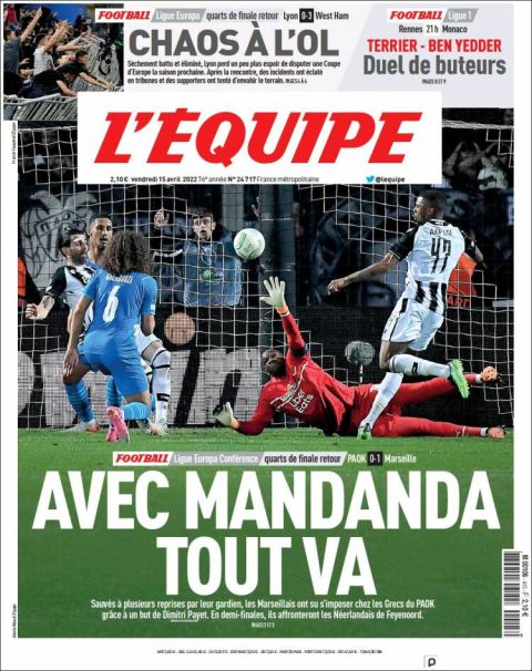 L' Equipe: Αποθέωσε τον Μανταντά για την πρόκριση επί του ΠΑΟΚ