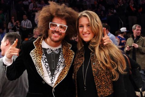 Mar. 3, 2013; New York, NY, USA; Tennis player Victoria Azarenka and boyfriend Redfoo attend the game between the New York Knicks and the Miami Heat at Madison Square Garden. Mandatory Credit: Debby Wong-USA TODAY Sports  ORG XMIT: USATSI-96728 ORIG FILE ID:  20130303_jrc_aw8_005.JPG