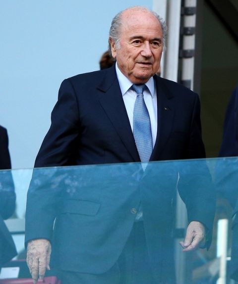 RECIFE, BRAZIL - JUNE 29: FIFA President Joseph S. Blatter looks on during the 2014 FIFA World Cup Brazil Round of 16 match between Costa Rica and Greece at Arena Pernambuco on June 29, 2014 in Recife, Brazil.  (Photo by Ian Walton/Getty Images)