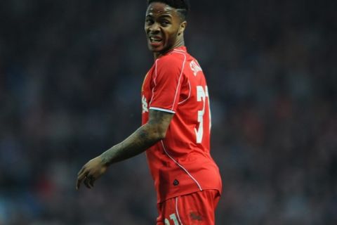 epa04696056 Liverpool's Raheem Sterling reacts during the English FA Cup quarter final soccer match between Blackburn Rovers and Liverpool at the Ewood Park in Blackburn, Britain, 08 April 2015.  EPA/PETER POWELL .
