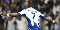 Porto's forward Ricardo Quaresma celebrates after scoring a goal during the UEFA Champions League quarter final football match FC Porto vs FC Bayern Munich at the at the Dragao stadium in Porto on April 15, 2015.    AFP PHOTO / FRANCISCO LEONG        (Photo credit should read FRANCISCO LEONG/AFP/Getty Images)