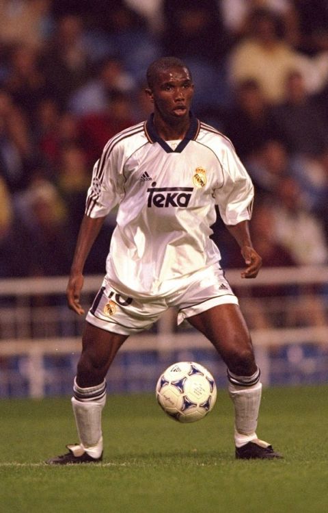 21 Sep 1999:  Samuel Eto''o of Real Madrid in action during the Champions League match against Molde played at the Bernabeu Stadium in Madrid, Spain. Real Madrid won the game 4-1.  \ Mandatory Credit: Phil Cole /Allsport
