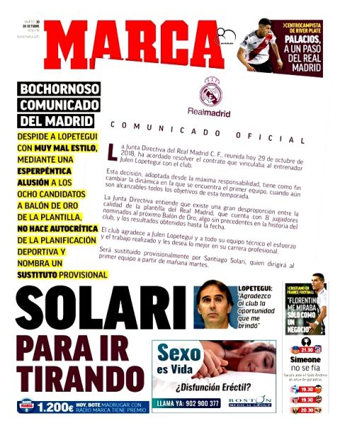 Marca: Απίστευτο "κράξιμο" στη Ρεάλ για την ανακοίνωση απόλυσης του Λοπετέγκι