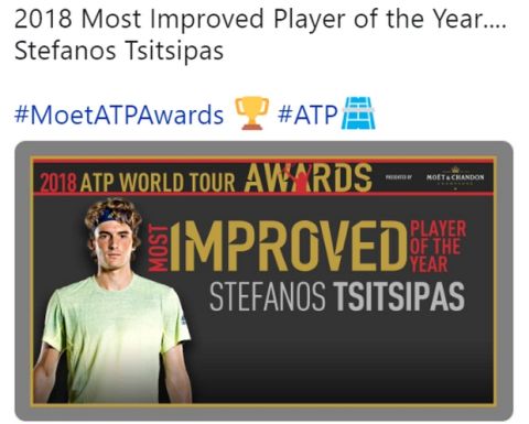 Ο Τσιτσιπάς ψηφίστηκε ως ο πιο βελτιωμένος παίκτης της χρονιάς