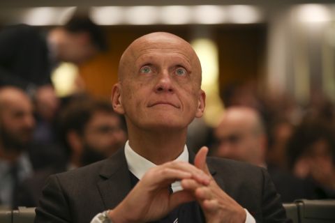 Pierluigi Collina UEFA Chief Refereeing Officer, attends 'The Value of the UEFA Champions League Final' event at the Bocconi University, in Milan, Italy, Wednesday, May 11, 2016. (AP Photo/Luca Bruno)