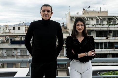 Ο Γιώργος Μπαντής μαζί με τη συντάκτρια του SPORT24, Μαρία Κουβέλη