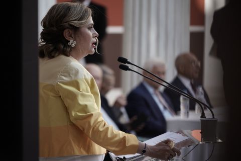 Η πρόεδρος της ΕΣΗΕΑ, Μαρία Αντωνιάδου