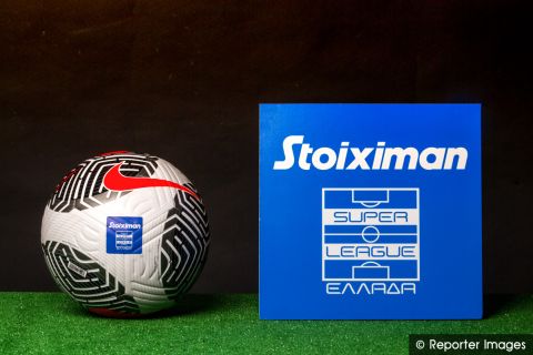 MAROUSSI, GREECE - AUGUST 2, 2023: Super League 2023-24 official ball on August 2, 2023 at Super League headquarters in Maroussi, Greece. (Photo by: Panayotis Tzamaros / Reporter Images)