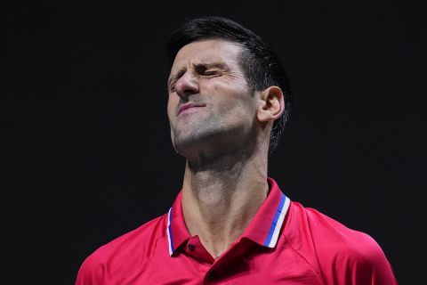 Ο Νόβακ Τζόκοβιτς σε στιγμιότυπο στο Davis Cup