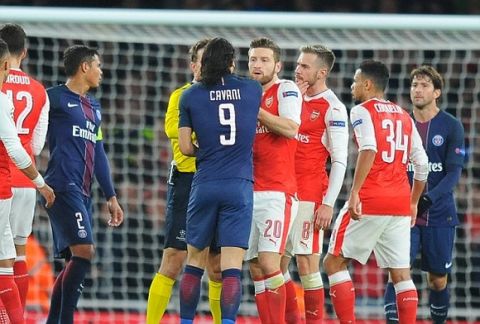 UEFA Champions League. Arsenal v Paris Saint Germain  23/11/16: Picture; Kevin Quigley/Daily Mail
Cavani and Ramsey