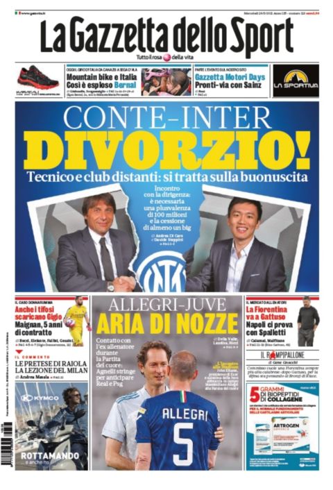 Gazzetta dello Sport: "Διαζύγιο Κόντε - Ίντερ μέσα σε 48 ώρες"