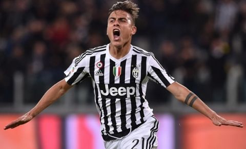 TURIN, ITALY - NOVEMBER 21:  Paulo Dybala of Juventus FC celebrates after scoring the opening goal during the Serie A match between Juventus FC and AC Milan at Juventus Arena on November 21, 2015 in Turin, Italy.  (Photo by Valerio Pennicino/Getty Images)