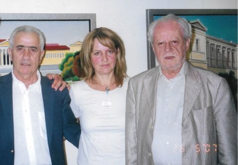 Ο Μίμης Παπαϊωάννου με τη σύζυγο του Μαίρη και τον ζωγράφο Παναγιώτη Γράβαλο