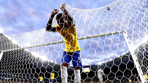 AP10ThingsToSee - Brazil's Fernandinho reacts after Germany's Toni Kroosduring scored his side's third goal during the World Cup semifinal soccer match between Brazil and Germany at the Mineirao Stadium in Belo Horizonte, Brazil, Tuesday, July 8, 2014. (AP Photo/Natacha Pisarenko)