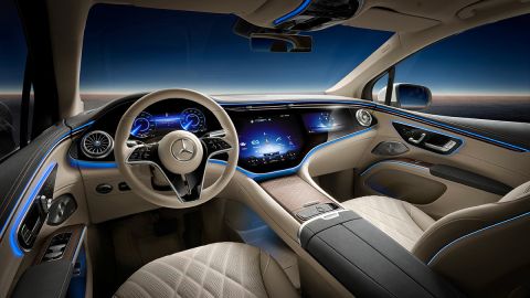 Mercedes-EQ. EQS SUV Interieur. Komfort und Platz für bis zu sieben Passagiere  // Mercedes-EQ. EQS SUV Interior. Comfort and space for up to seven people.