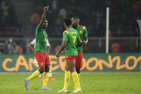 Ο Βινσέντ Αμπουμπακάρ πανηγυρίζει γκολ με το Καμερούν απέναντι στις Κομόρες για το Κύπελλο Εθνών Αφρικής | 24 Ιανουαρίου 2022