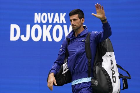 Ο Νόβακ Τζόκοβιτς στη διάρκεια του US Open στη Νέα Υόρκη, τον Σεπτέμβριο του 2021