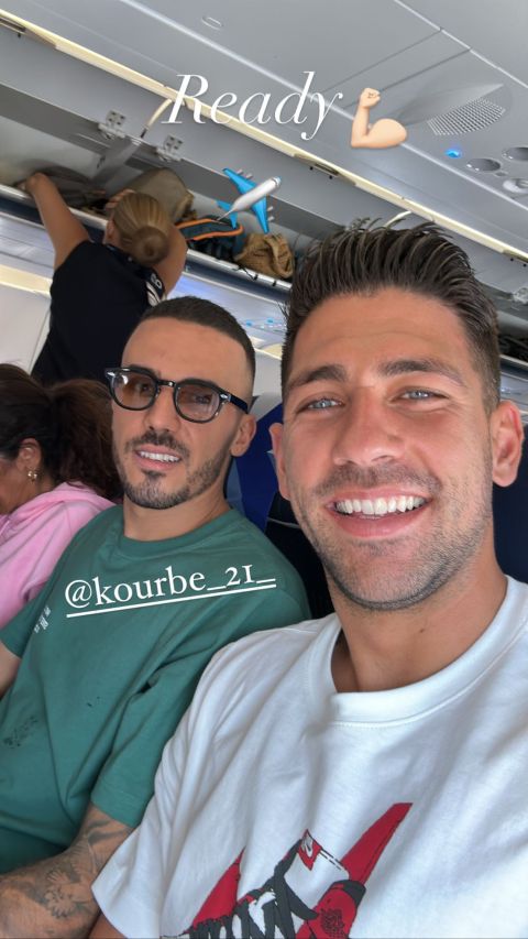 Το instagram story του Μπακασέτα με τον Κουρμπέλη μέσα από το αεροπλάνο