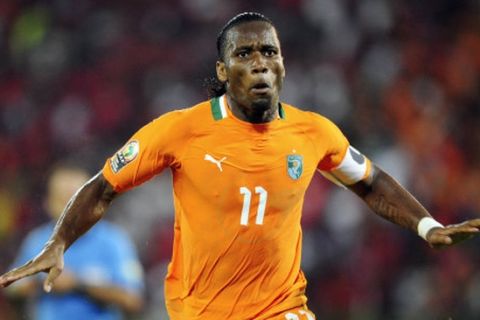 Didier Drogba of Ivory Coast celebrates after scoring the first goal of the match