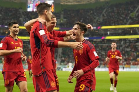 Ο Γκάβι της Ισπανίας πανηγυρίζει γκολ που σημείωσε κόντρα στην Κόστα Ρίκα για τη φάση των ομίλων του Παγκοσμίου Κυπέλλου 2022 στο "Αλ Τουμαμά", Ντόχα | Τετάρτη 23 Νοεμβρίου 2022