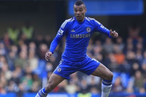 Chelsea's Ashley Cole plays against West Bromwich Albion during their English Premier League soccer match at Stamford Bridge, London, Saturday, March 2, 2013. (AP Photo/Sang Tan)