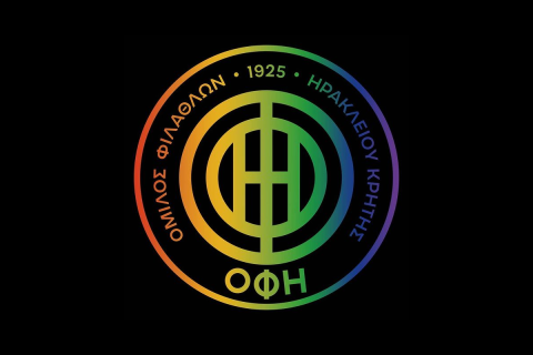 Το λογότυπο του ΟΦΗ με τα χρώματα της ΛΟΑΤΚΙ+ κοινότητας