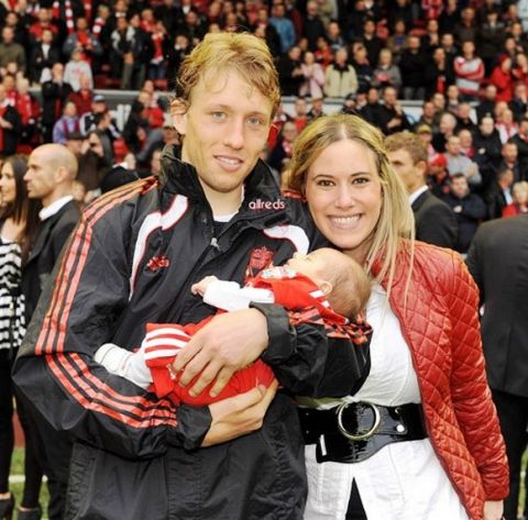 LIVERPOOL, ENGLAND - MAY 15:  (THE SUN OUT) Lucas of Liverpool of Liverpool and family after the Barclays Premier League match between Liverpool and Tottenham Hotspur at Anfield on May 15, 2011 in Liverpool, England.  (Photo by John Powell/Liverpool FC via Getty Images) *** Local Caption *** Lucas