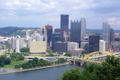 This is downtown Pittsburgh located at the confluence of the Allegheny, Monongahela and Ohio rivers on the Northside of Pittsburgh Tuesday, Aug. 18, 2009. (AP Photo/Gene J. Puskar)