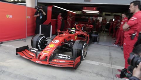 Mick Schumacher steers a Ferrari car during his first F1 test for Ferrari at the Bahrain International Circuit in Sakhir, Bahrain, Tuesday, April 2, 2019. Mick Schumacher has moved closer to emulating his father Michael by driving a Ferrari Formula One car in an official test. Schumacher's father won seven F1 titles, five of those with Ferrari and holds the record for race wins with 91. (AP Photo/Hassan Ammar)