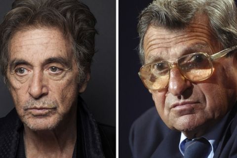 In this combination photo, actor Al Pacino, left, appears during a photo shoot in New York on Dec. 7, 2012  and Penn State football coach Joe Paterno pauses during a media day press conference at Beaver Stadium in State College, Pa., on Aug. 8, 2004. Pacino will star as late Penn State football coach in an upcoming HBO biopic directed by Barry Levinson. HBO says the film will focus on Paterno dealing with the fallout from the child sex abuse scandal involving his former assistant, Jerry Sandusky. (AP Photo/Victoria Will/, left, and Carolyn Kaster, File)