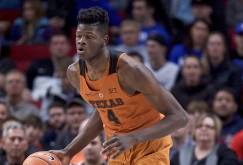 Texas forward Mohamed Bamba during the first half of an NCAA college basketball game in the Phil Knight Invitational tournament in Portland, Ore., Friday, Nov. 24, 2017. (AP Photo/Craig Mitchelldyer)