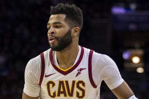 Cleveland Cavaliers' Andrew Harrison in action during the first half of an NBA basketball game against the Philadelphia 76ers, Friday, Nov. 23, 2018, in Philadelphia. The Cavaliers won 121-112. (AP Photo/Chris Szagola)