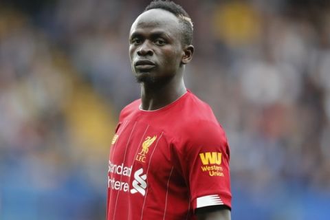 Liverpool's Sadio Mane during the British Premier League soccer match between Chelsea and Liverpool, at the Stamford Bridge Stadium, London, Sunday, Sept. 22, 2019. (AP Photo/Frank Augstein)