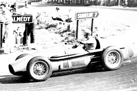 Italian racing driver Alberto Ascari driving a Ferrari, during the Belgium Grand Prix at Francorchamps, June 21, 1953. He completed and won the 36 laps race in two hours 49 minutes.(AP Photo)