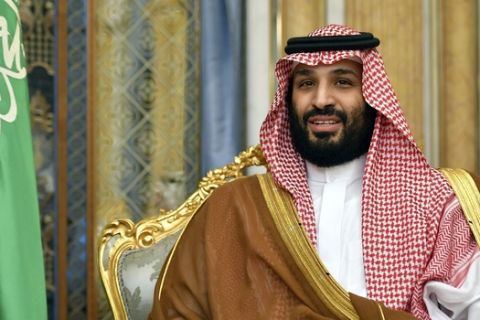 FILE - In this Sept. 18, 2019, file photo, Saudi Arabia's Crown Prince Mohammed bin Salman attends a meeting with U.S. Secretary of State Mike Pompeo in Jeddah, Saudi Arabia. The crown prince said in a television interview that aired Sunday, Sept. 29, that he takes "full responsibility" for the grisly murder of Saudi journalist Jamal Khashoggi, but denied allegations that he ordered it. (Mandel Ngan/Pool Photo via AP, File)