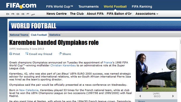 Θέμα στη FIFA η συνεργασία Ολυμπιακού-Καρεμπέ