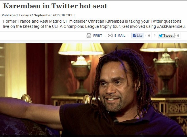 Ο Καρεμπέ στην ιστοσελίδα της UEFA
