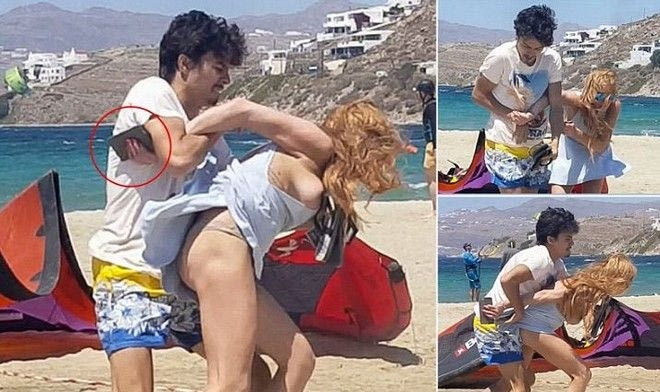 Η Λίντσεϊ Λόχαν σε στιγμές βίας με τον σύντροφό της στη Μύκονο