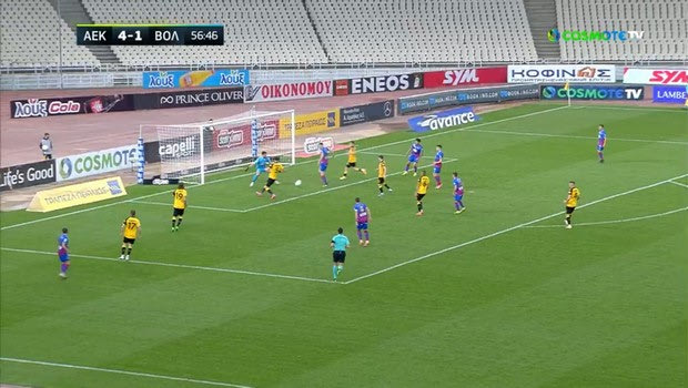 ΑΕΚ – Βόλος: Ασίστ ο Φεράρι, μείωσε σε 4-2 ο Μήτογλου
