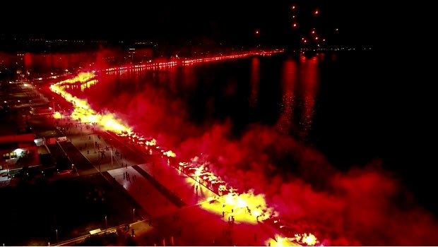 ΠΑΟΚ: Το εντυπωσιακό πανοραμικό video με τους πυρσούς στην παραλιακή