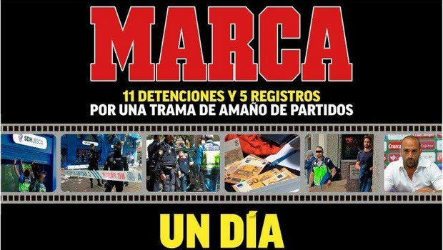 Το μαύρο πρωτοσέλιδο της MARCA για το κύκλωμα στημένων αγώνων