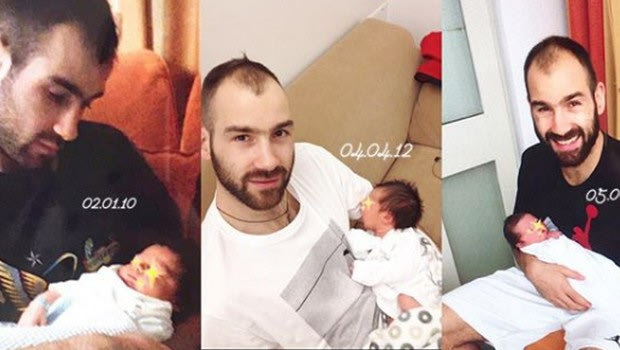 Όμορφη φωτογραφία με τον Σπανούλη αγκαλιά με κάθε παιδί του μετά από κάθε γέννα