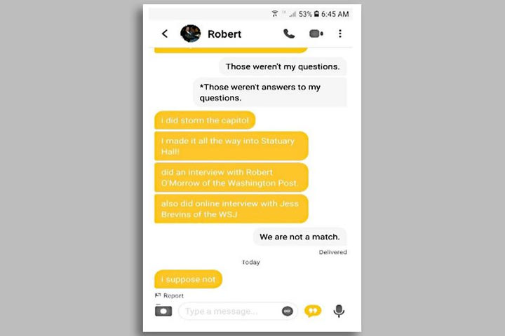 Οσκαρ ανοησίας: Εψαχνε σύντροφο στο Bumble και συνελήφθη για την εισβολή στο Καπιτώλιο