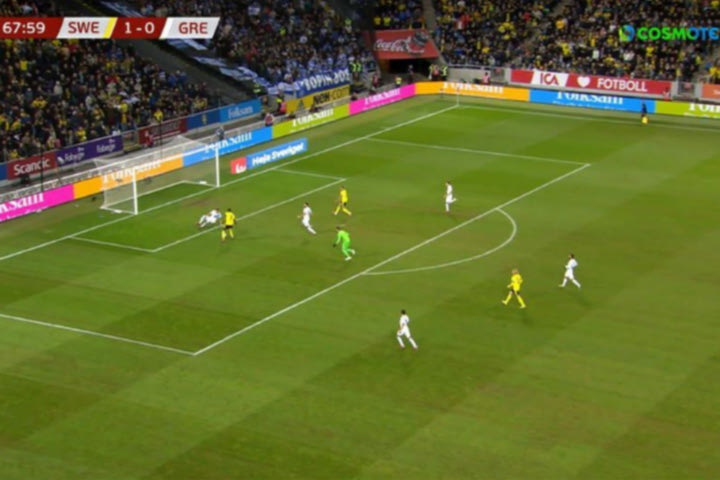 Λάθος στην άμυνα της Ελλάδας και 2-0 οι Σουηδοί με τον Ίσακ