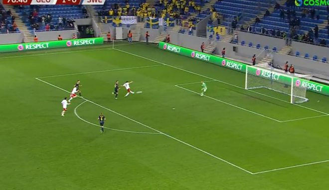 Ο Κβαρατσκέλια βγήκε τετ α τετ και έκανε το 2-0 στο Γεωργία – Σουηδία