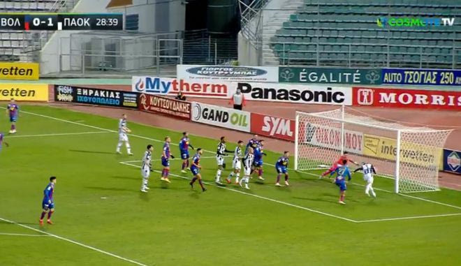 Ο Ίνγκασον με κεφαλιά έκανε το 2-0 για τον ΠΑΟΚ κόντρα στον Βόλο