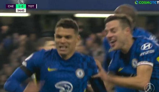 Το 2-0 για την Τσέλσι επί της Τότεναμ με τη γυριστή κεφαλιά του Τιάγκο Σίλβα
